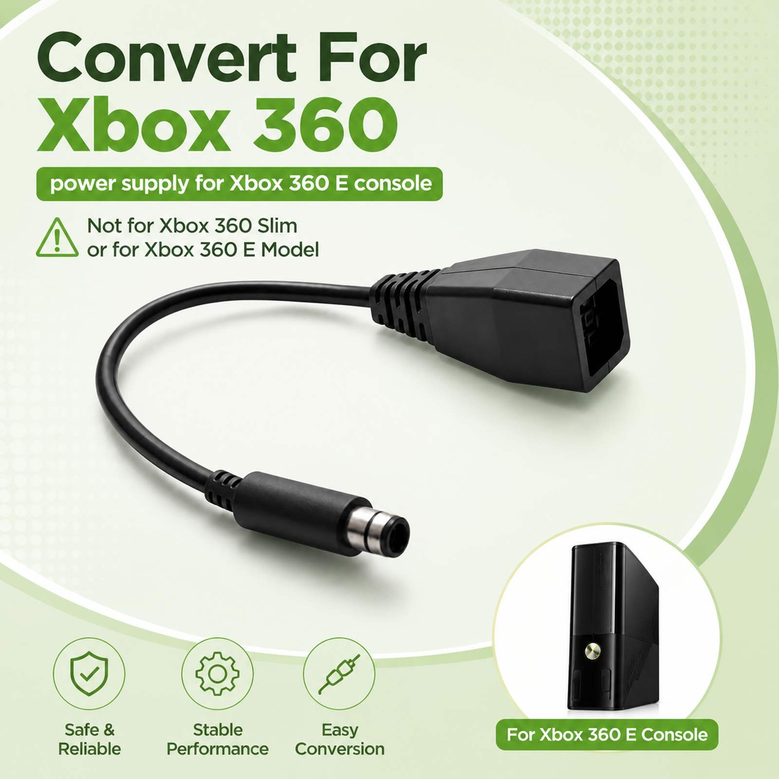 AC Power Supply Converter Cable Wire Lightweight For Xbox 360/For Xbox 360 E