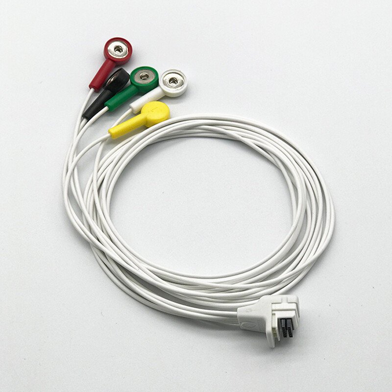 Compatible Mortara H3+ 9293-036-51 5 Leads ECG Patient Holter Cable Snap AHA