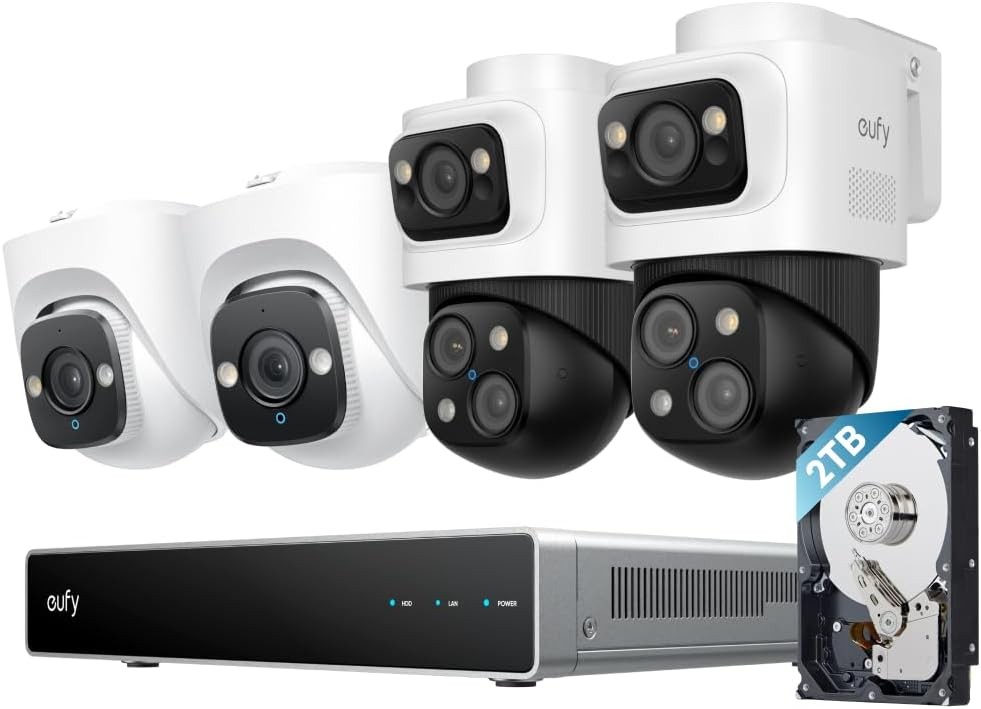 eufy PoE NVR Security System S4 2 Bullet-PTZ Cams 2 Turret Cams 16CH 2TB HDD