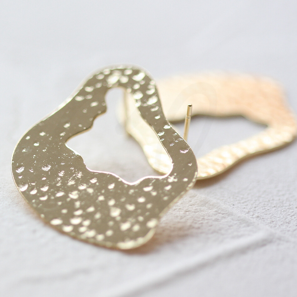 One Pair Premium Plated Brass Earring Post with Sterling Silver Pin (4598C)