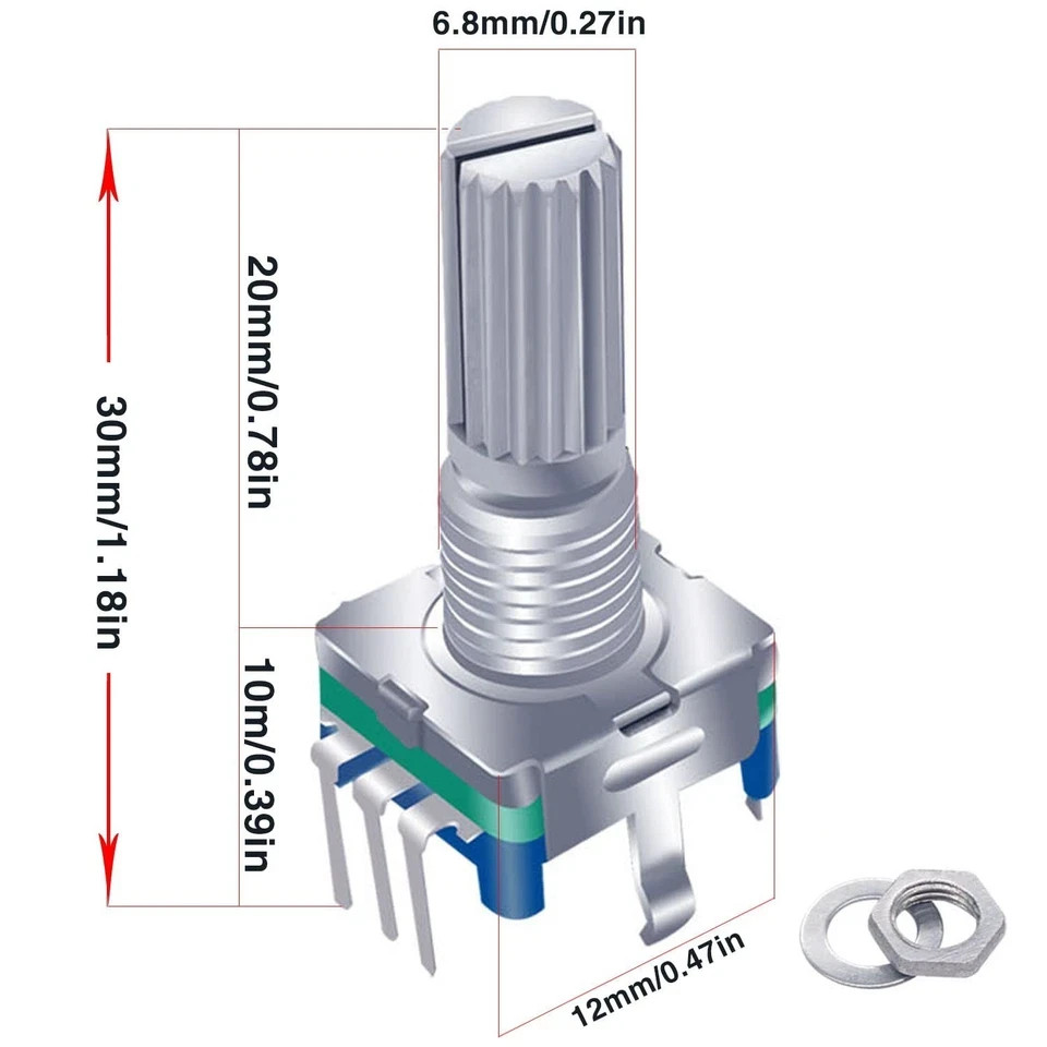 5pcs EC11 360° Rotary Encoder Push Button 5-Pin Digital Potentiometer US