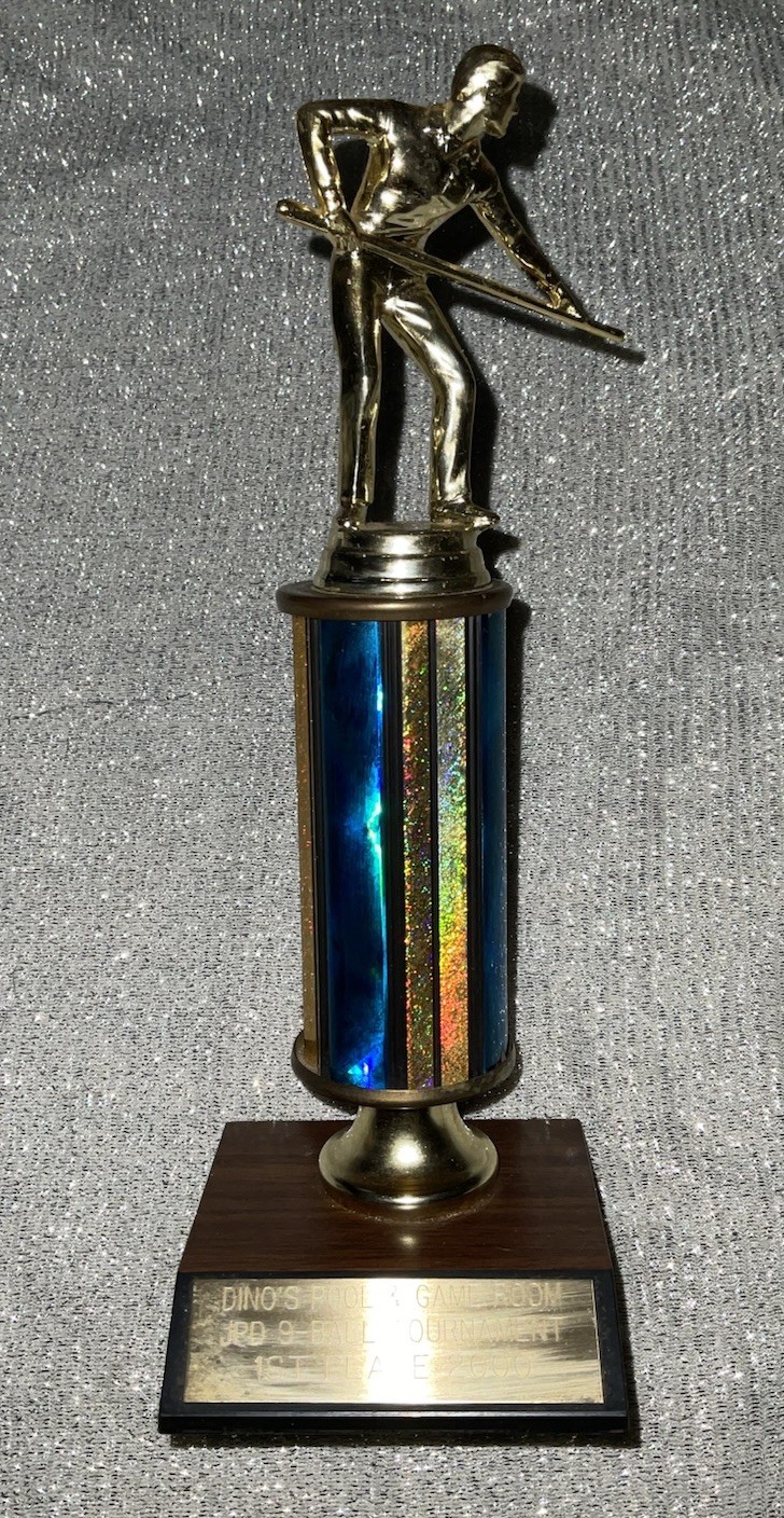 9 Ball Pool Trophy 1st Place 2000 Billiards Tournament Dino’s  Vintage See Pics
