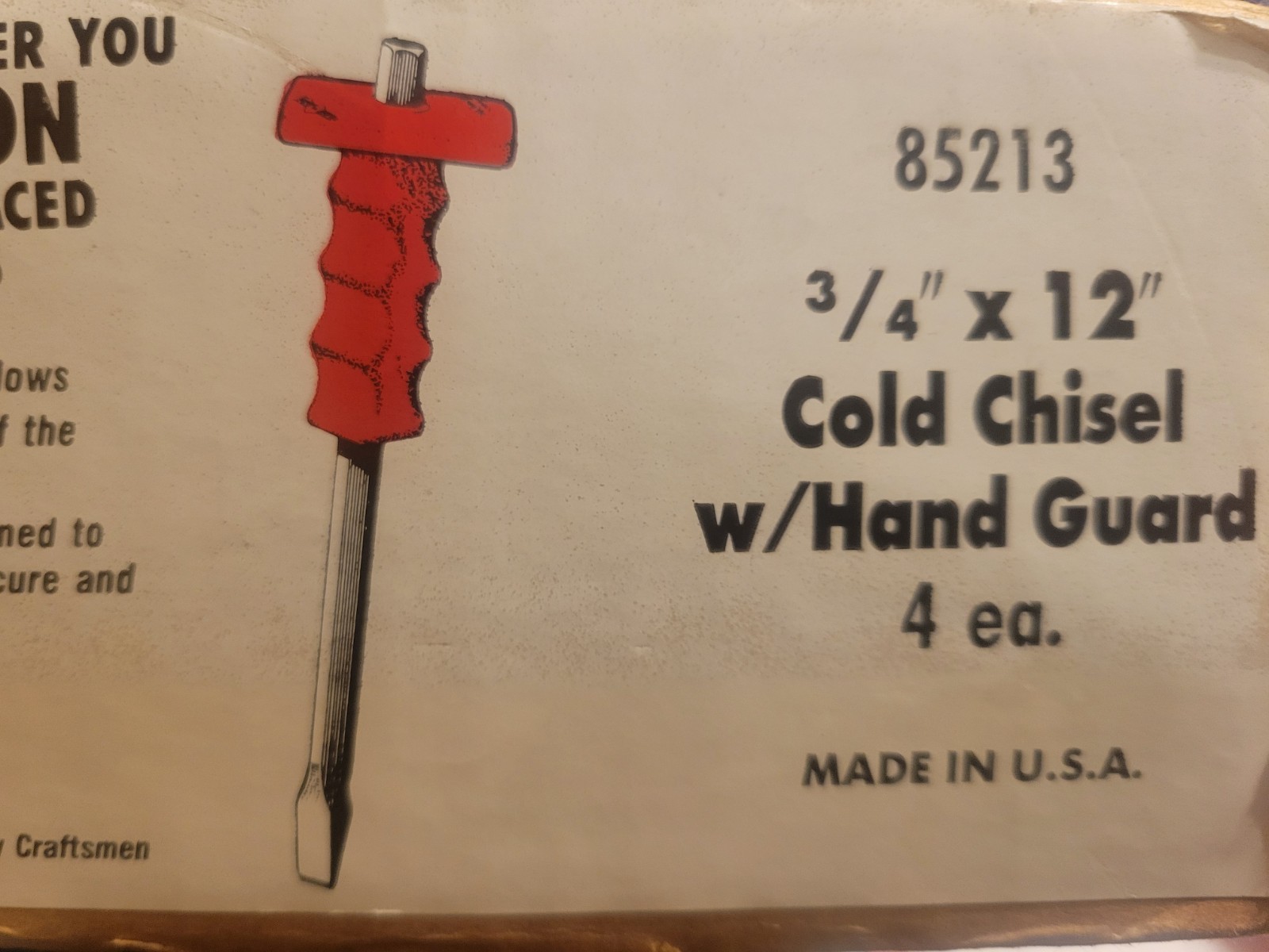 New Wright Tool 9690 Cold Chisel w/Hand Guard (Mayhew  12205) 3/4" x 12"