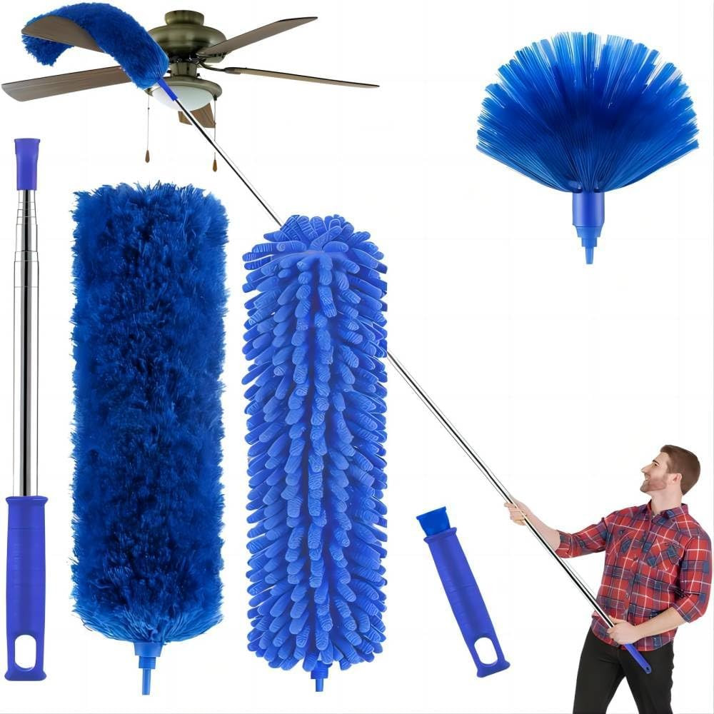 Buysenton Cobweb Duster with Extension Pole, Washable Cleaning Duster Kit with 3