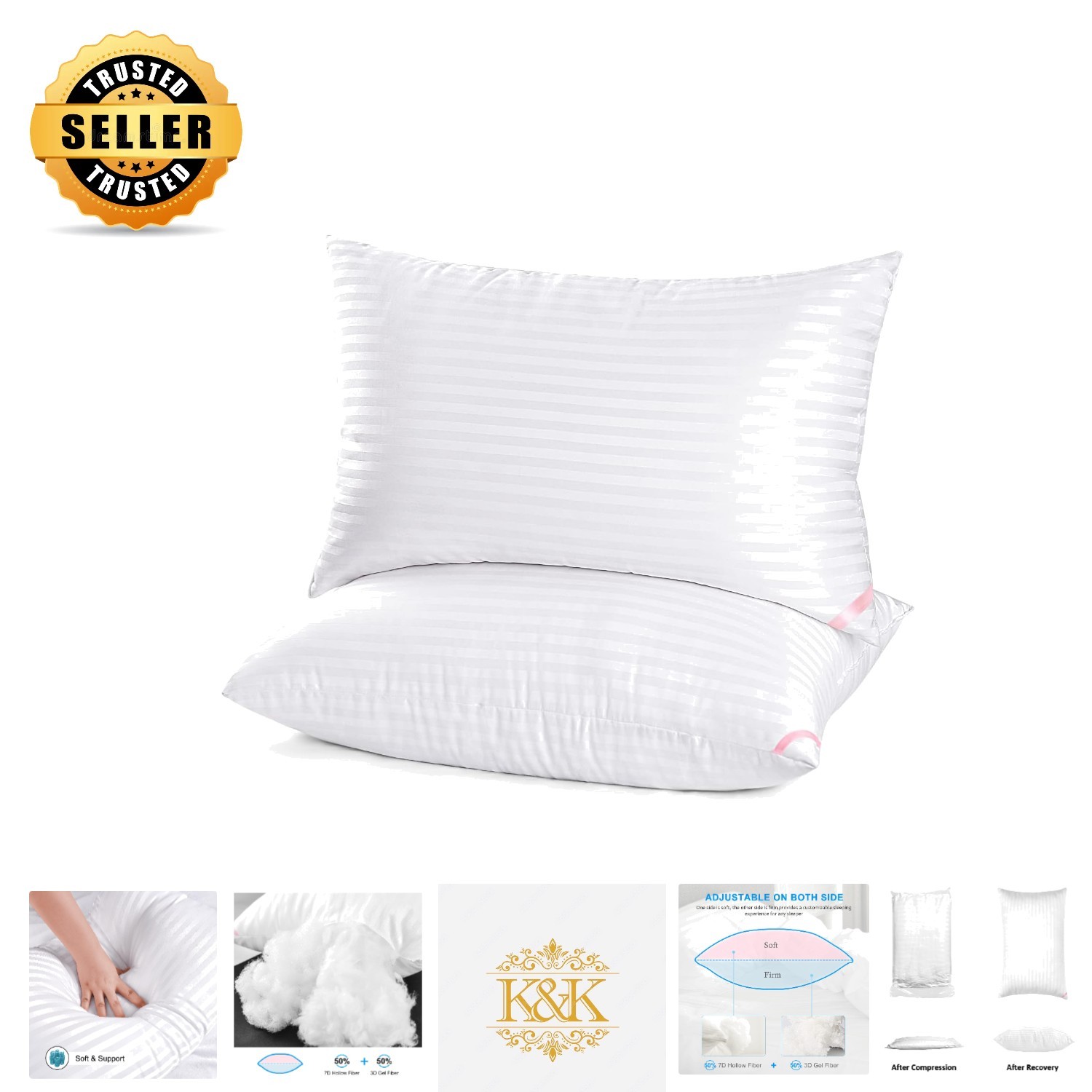 Luxurious Hotel Collection Queen Size Pillows – 2 Pack for Ultimate Comfort