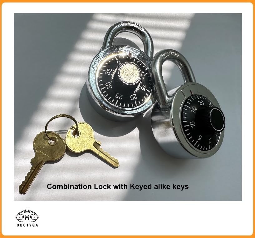 DuoTyga Combination Padlock with Key, 2 Pack Different Passwords, Black
