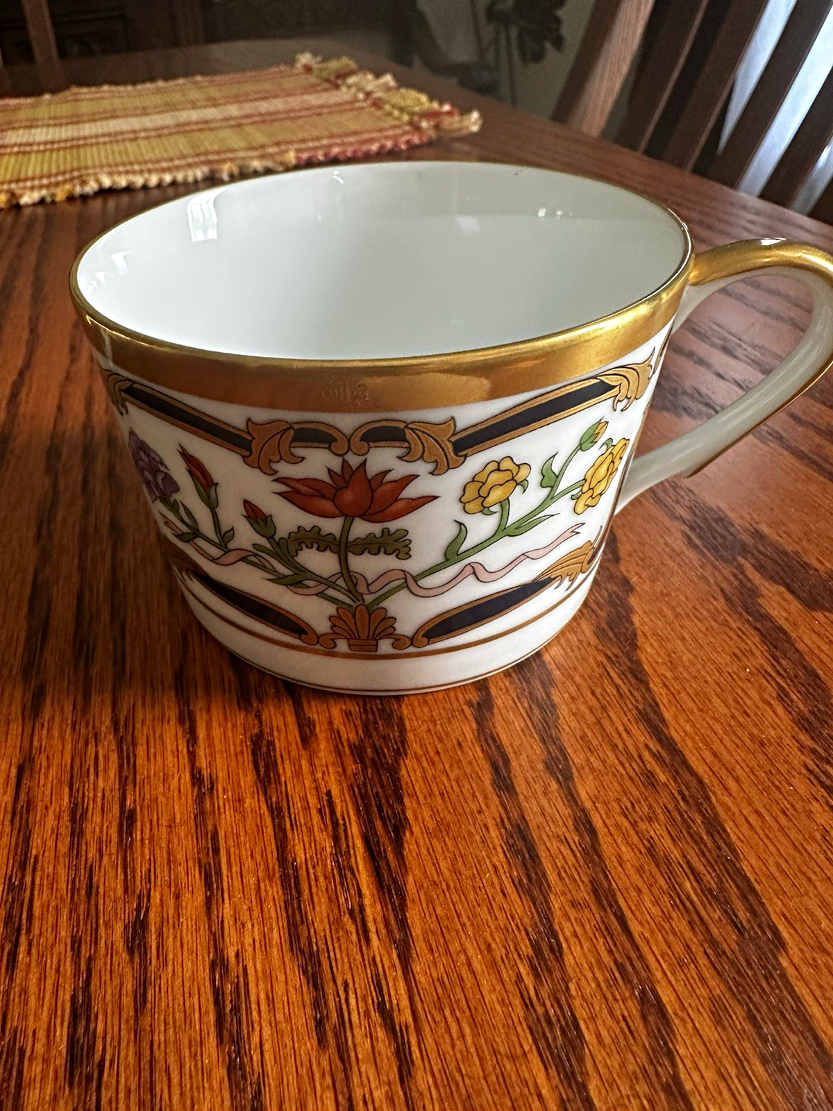 Christian Dior Renaissance Fine China Floral Mug White/Gold Trim Made in Japan