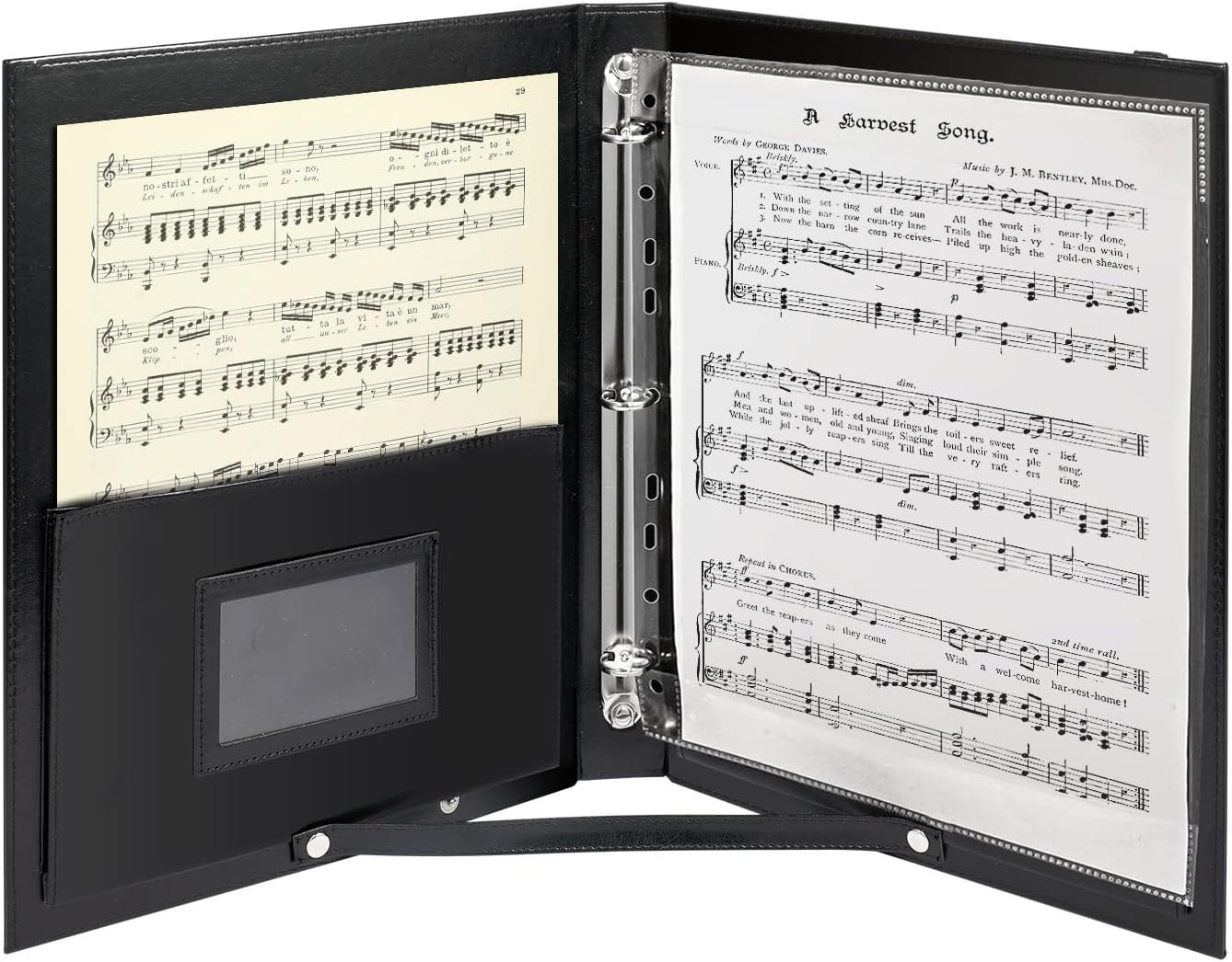 Choir Music Folder with Handle & Strap - Professional Black Choir Folder for Sta