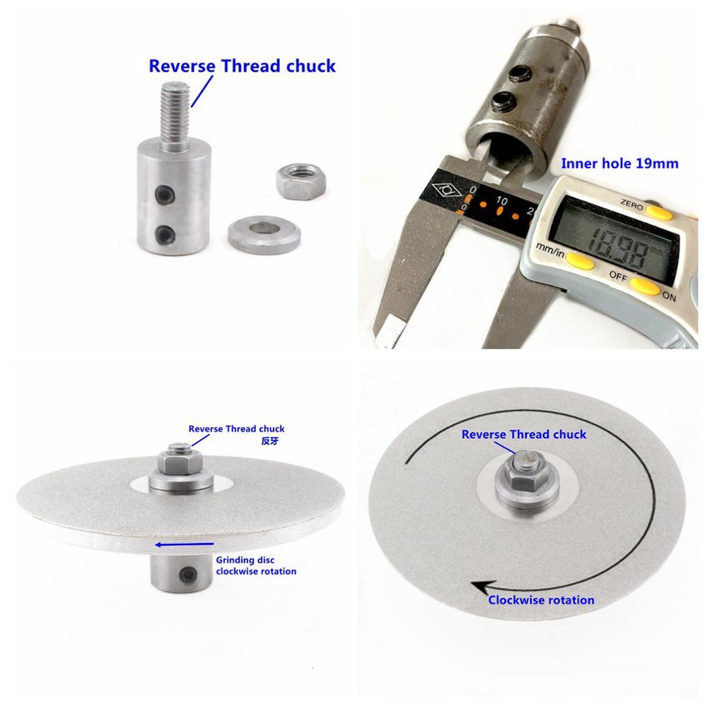 Positive / Reverse Thread chuck of lapidary grinding machine for grinding disc