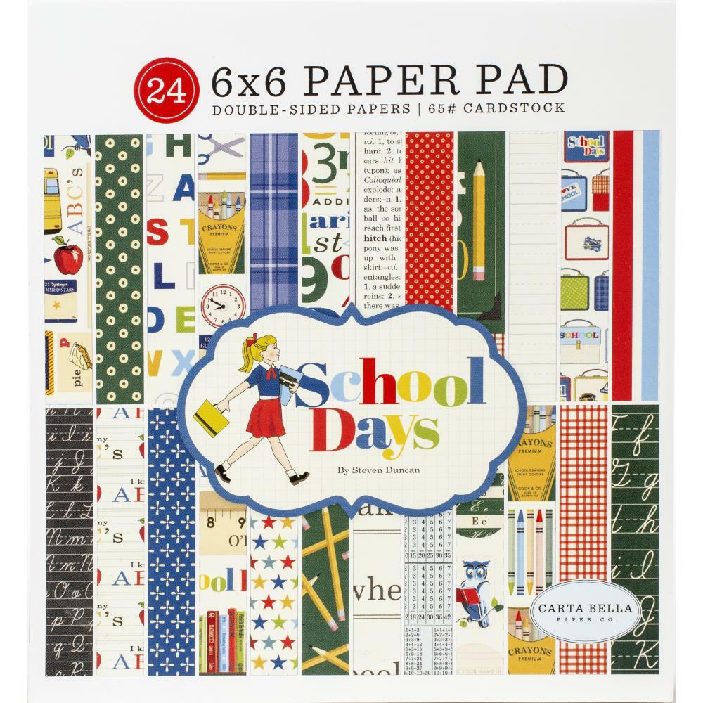 SCHOOL DAYS 6"X6" Inch Paper Pad 24 Sheets Carta Bella CBDS118023 New
