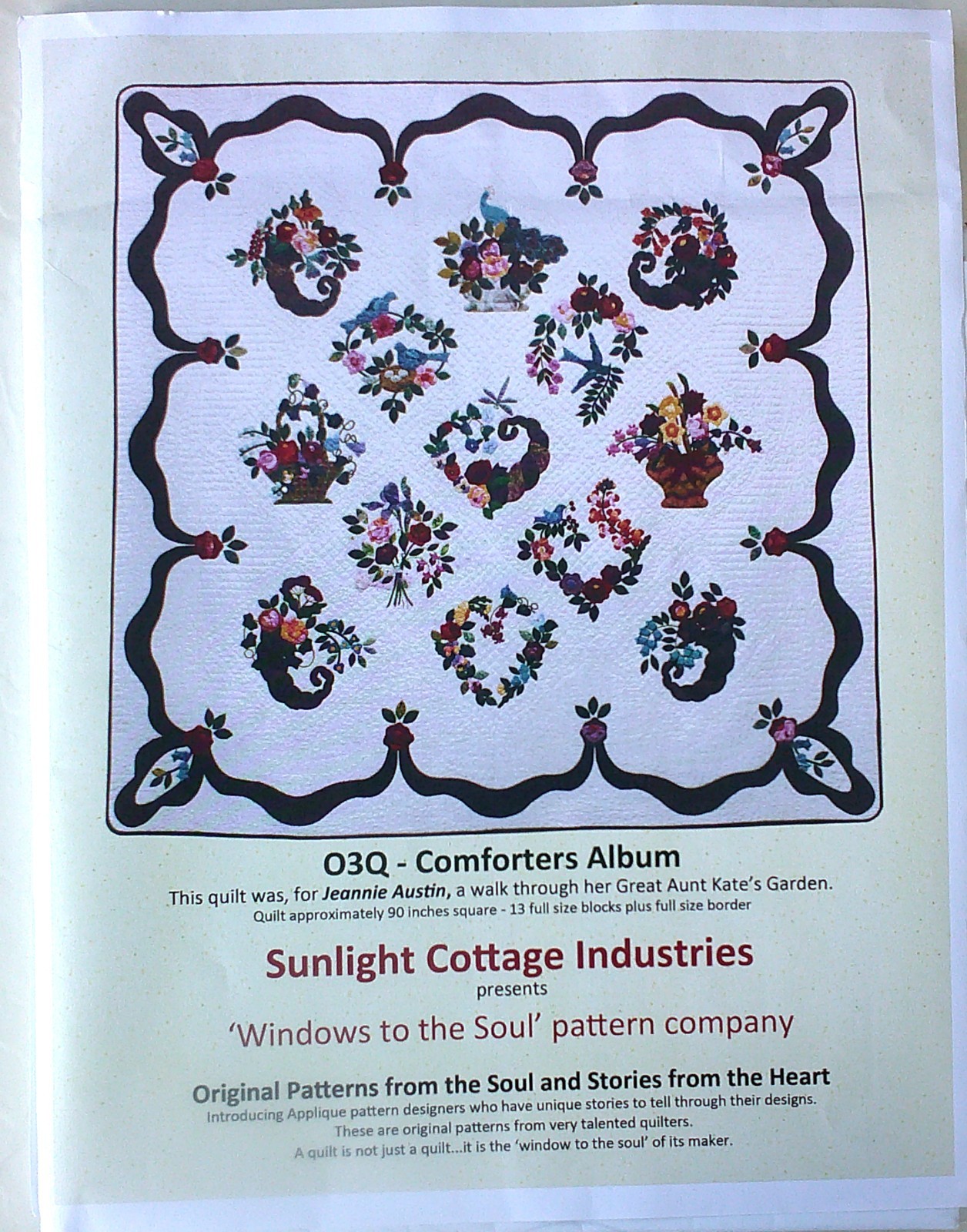 Sunlight Cottage Jeannie Austin O3Q Comforters Album 90" Square Quilt Pattern