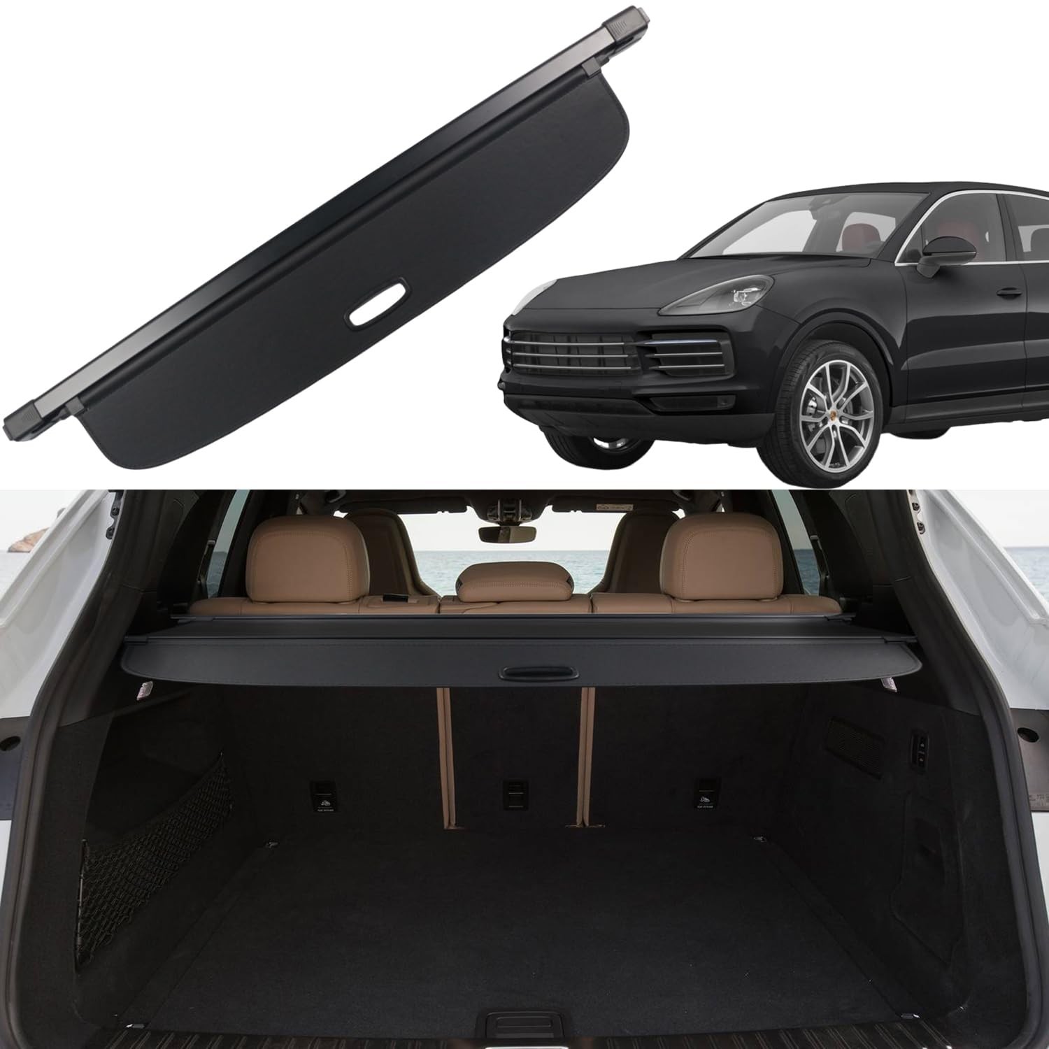 Liizoo Cargo Cover for Porsche Cayenne 2019-2023 Accessories Rear Trunk Black
