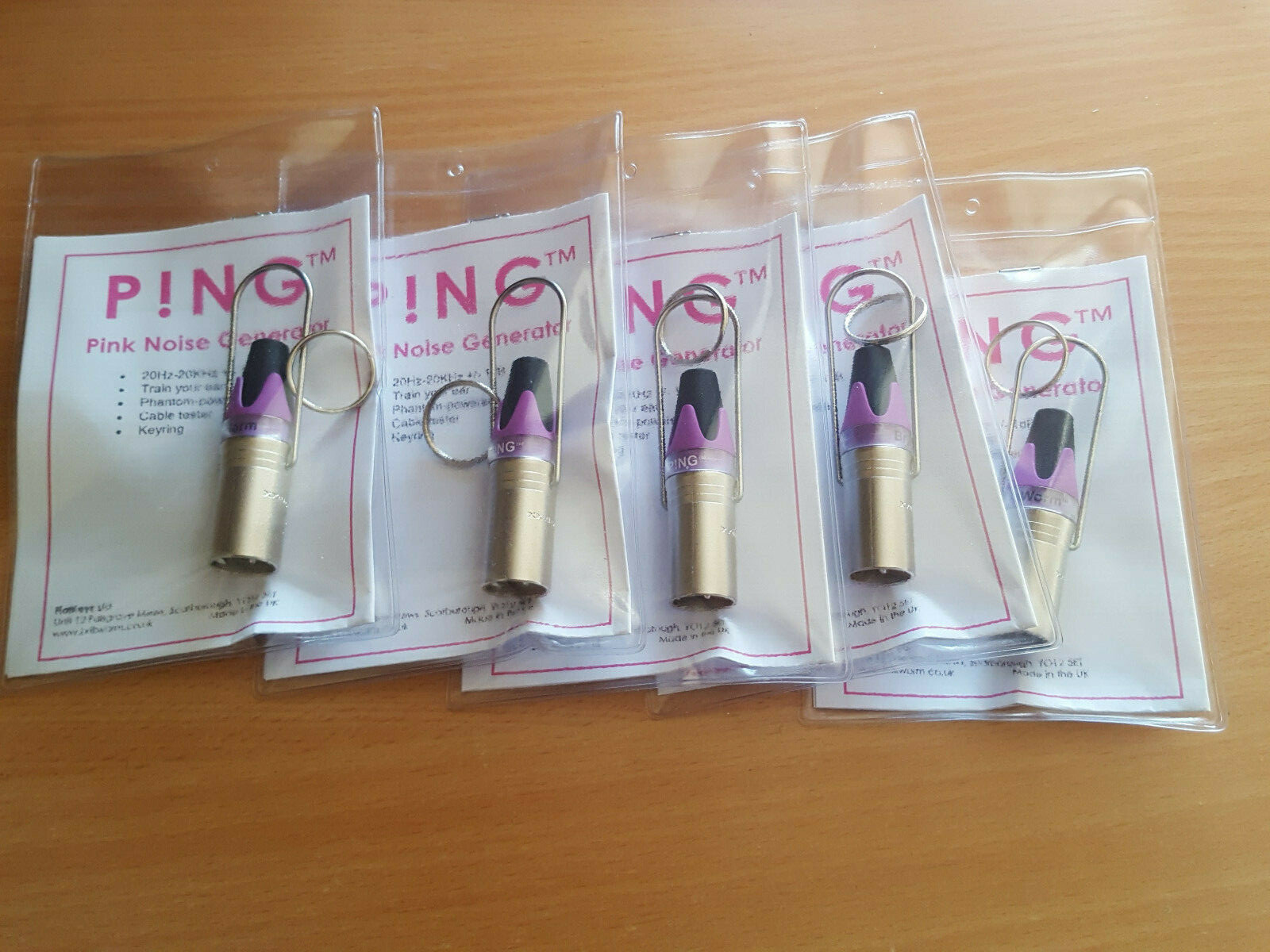 P!NG pink noise generator, XLR cable tester, keyring