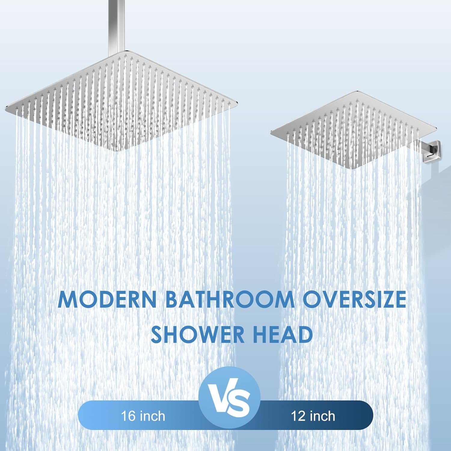 16" Chrome Rain Shower Head - All Metal 304 Stainless Steel, 324 Nozzles