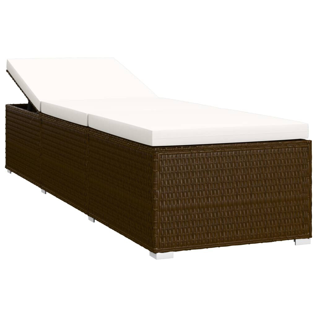 Piece Patio Sun Loungers with Tea Table Poly Rattan Brown
