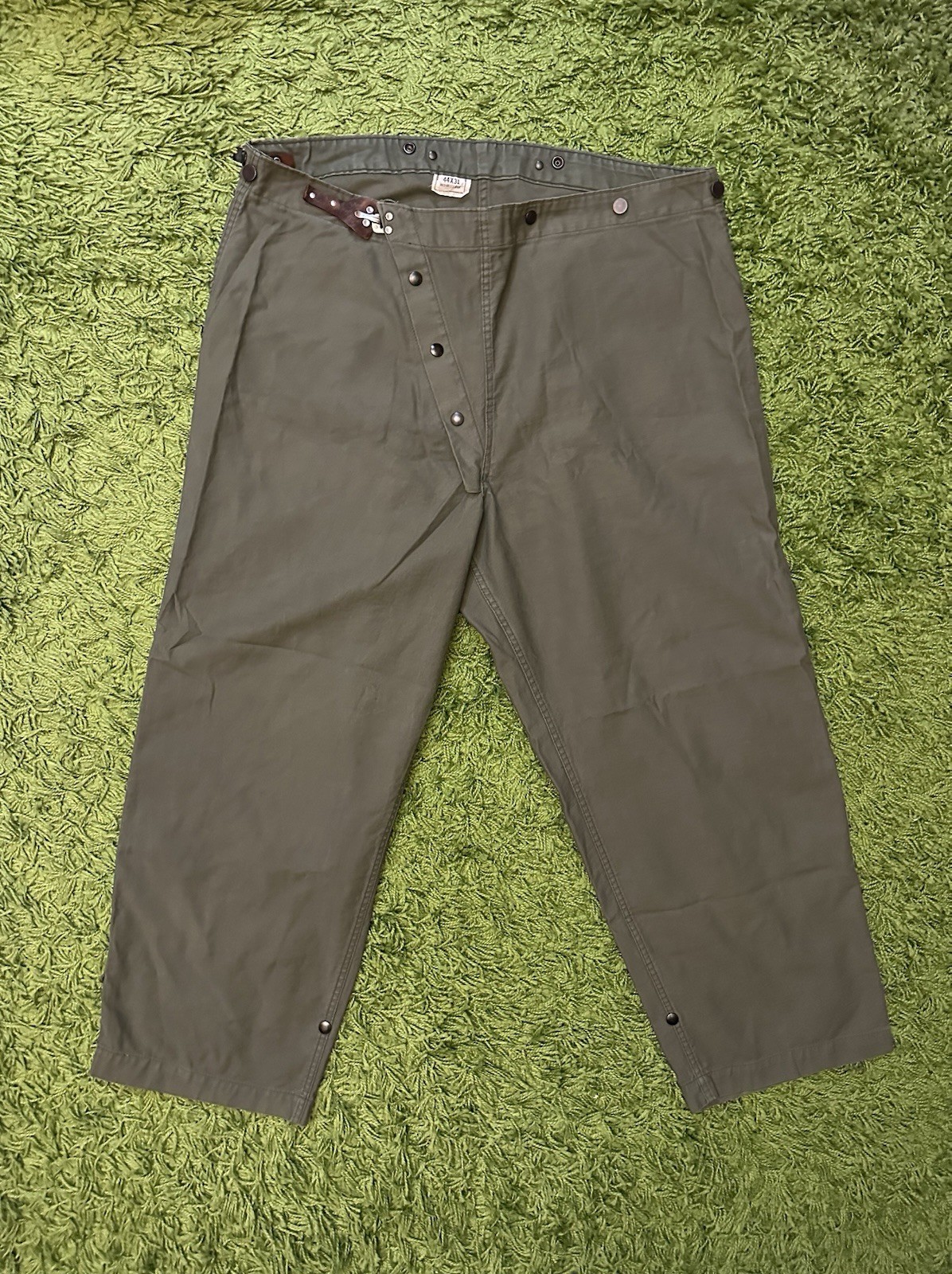 Vintage 1978 US Military Fireman Turnout Bunker Trousers Olive Green 44x31