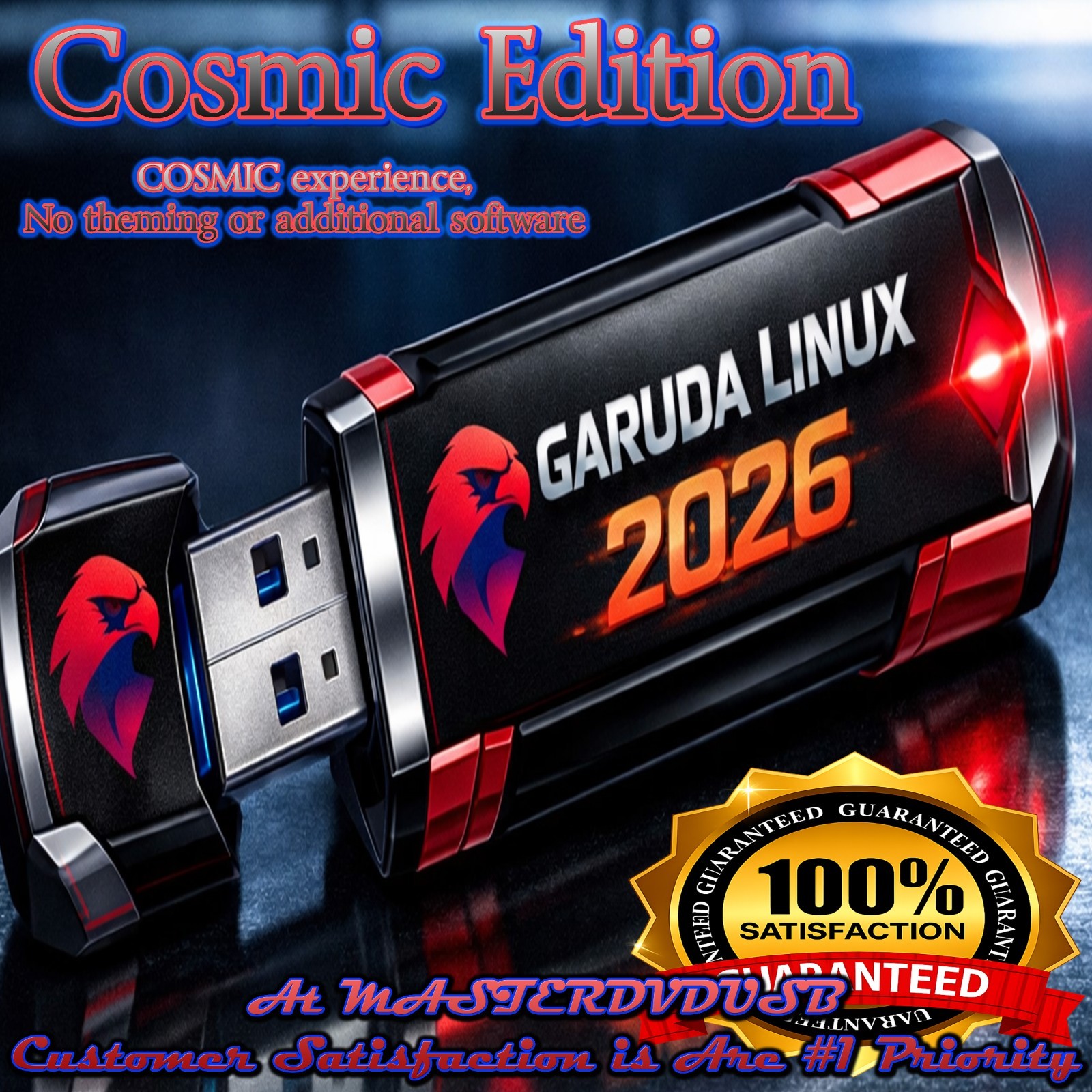 Garuda Linux Cosmic Edition 2026.03.09  USB Flash Drive - Metal - Fast Shipping