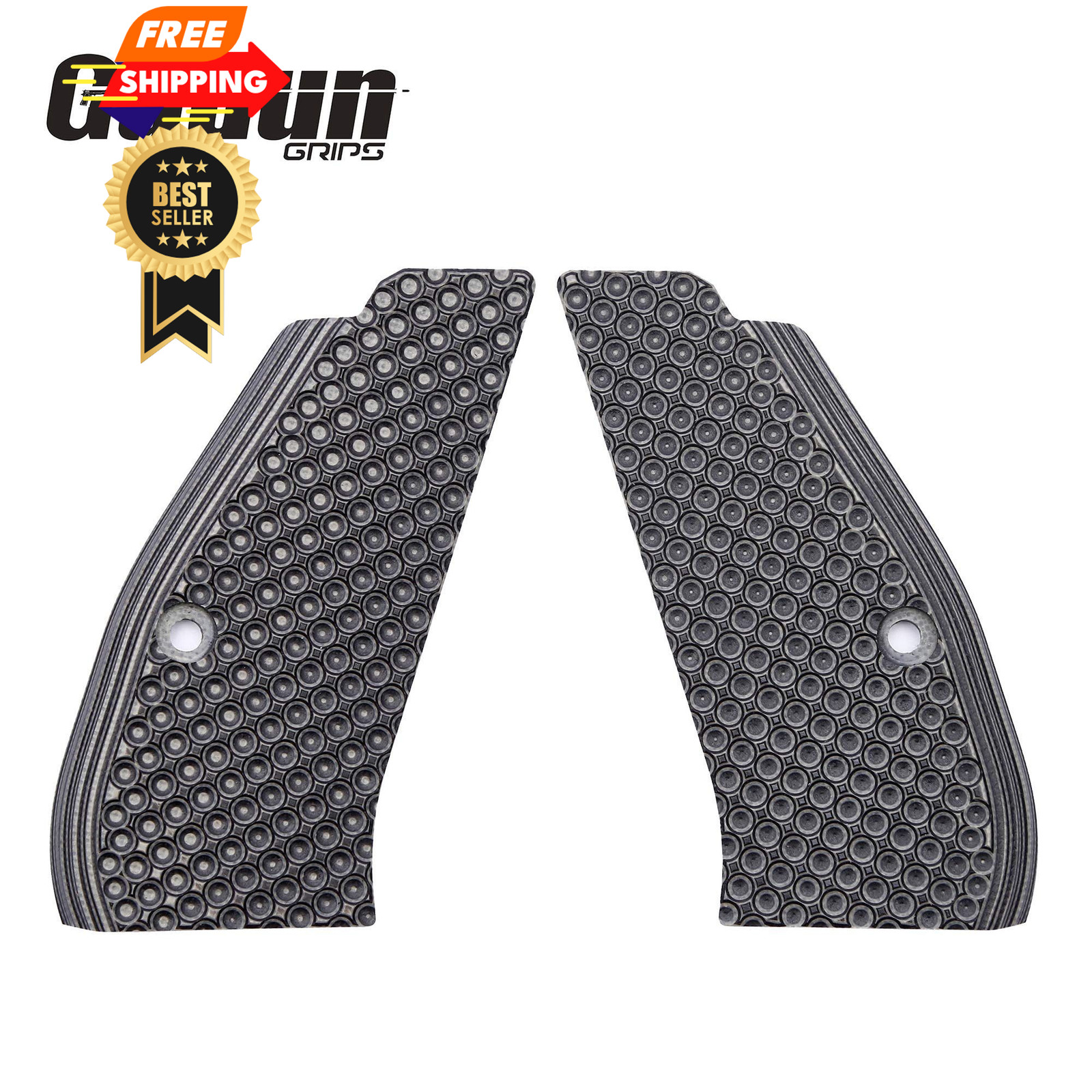 Guuun CZ 75 Compact Grips OPS Golf Dimple Texture Thin P-01 Gray / Black