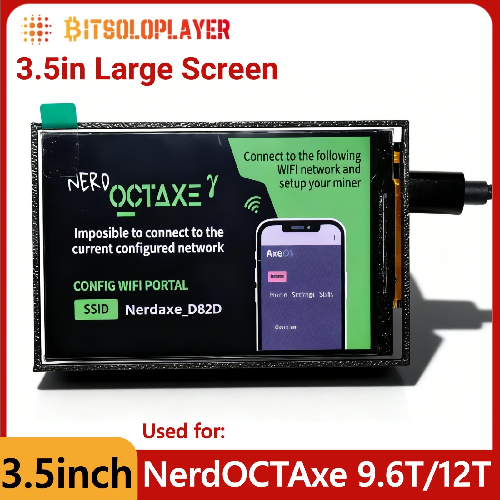 3.5in Large Screen Bitcoin Miner accessories Used for NerdOCTAxe 9.6T/12T Miner