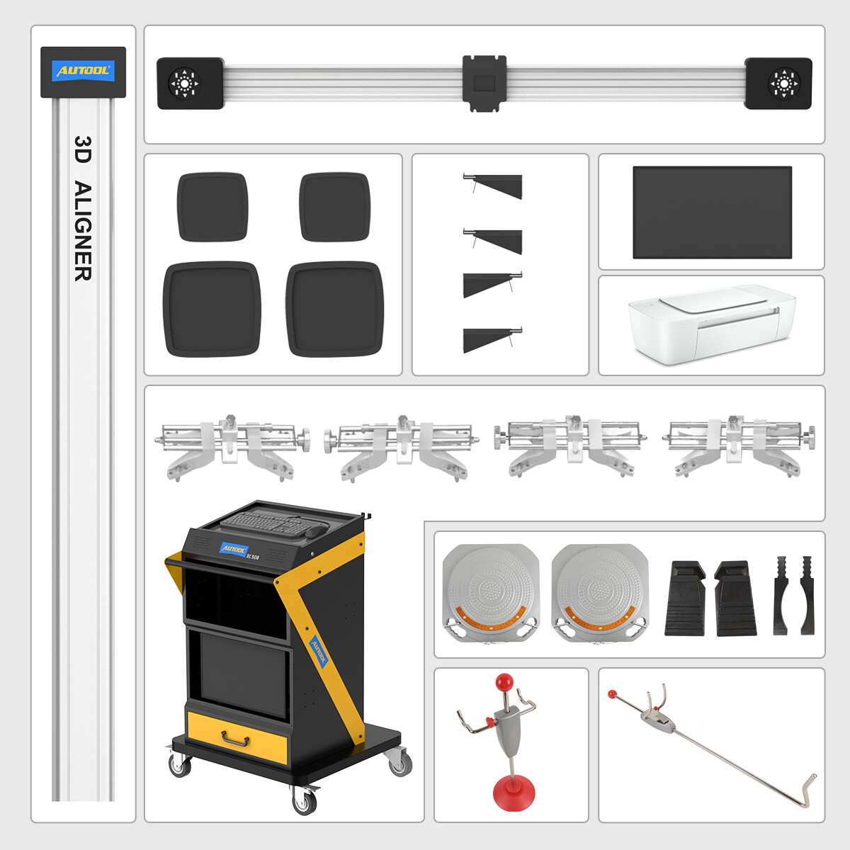 3D Wheel Alignment Machine Wheel Tire Aligner System Dual Display 19" W/Printer