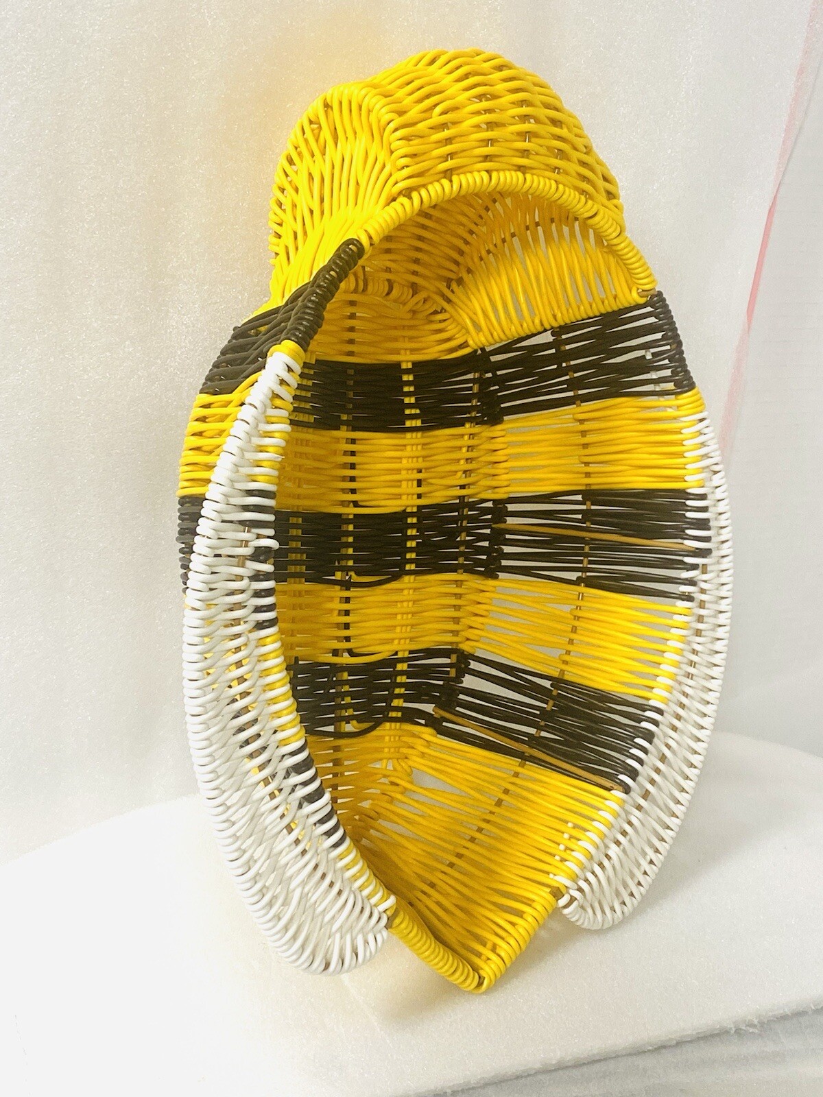 Bee Wicker Basket Ciroa NEW Plastic Resin 13x11.5” Bumble Yellow Black