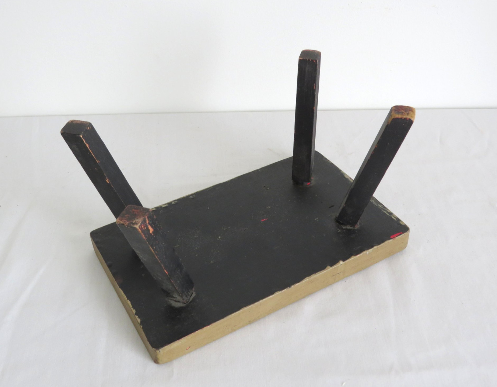 Small Country Painted Wooden Stool Cottagecore
