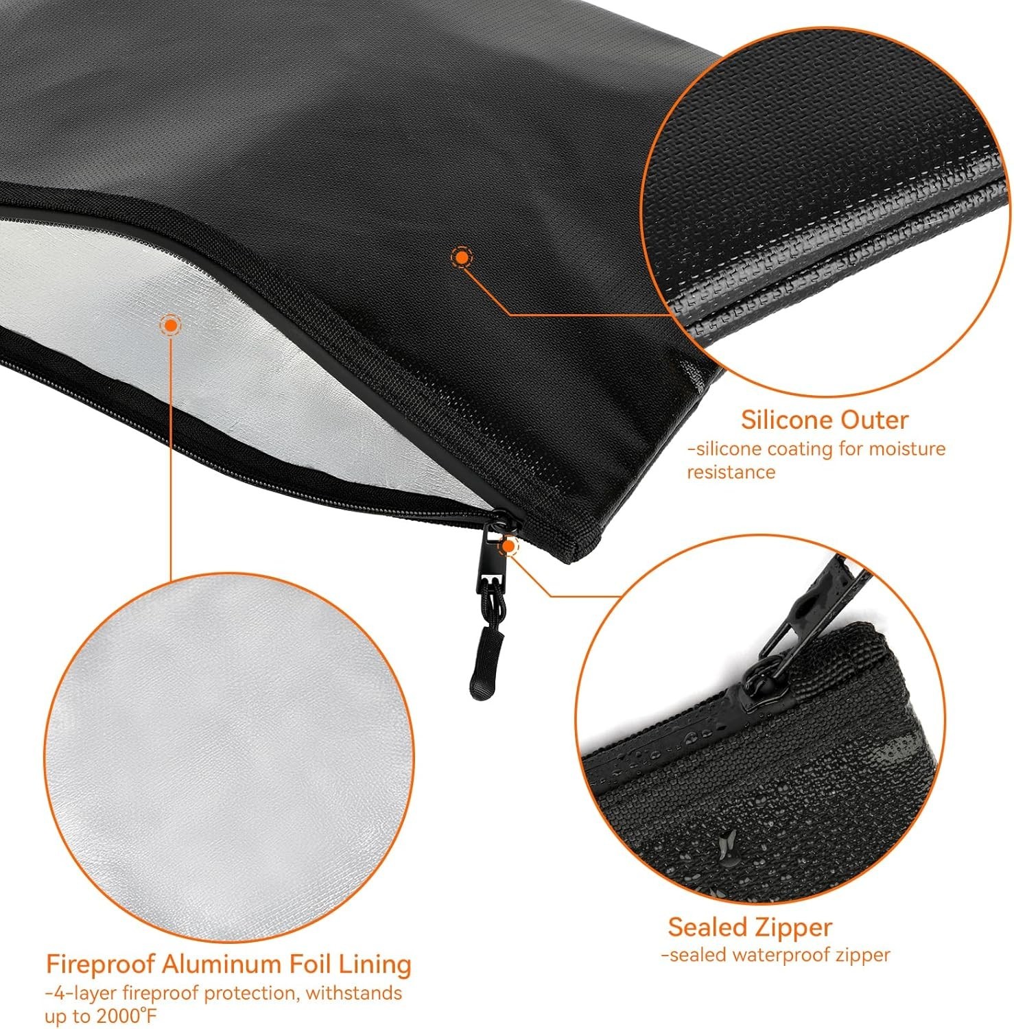 Fireproof & Waterproof Document Bag 10"x13.5" - Secure Storage for Valuables