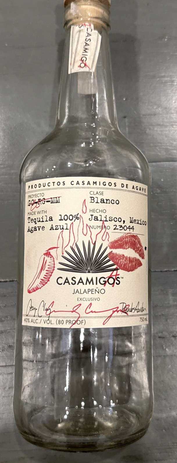 Casamigos Jalapeno Exclusivo  Tequila Empty Bottle 750ml Jalisco Mexico#23044