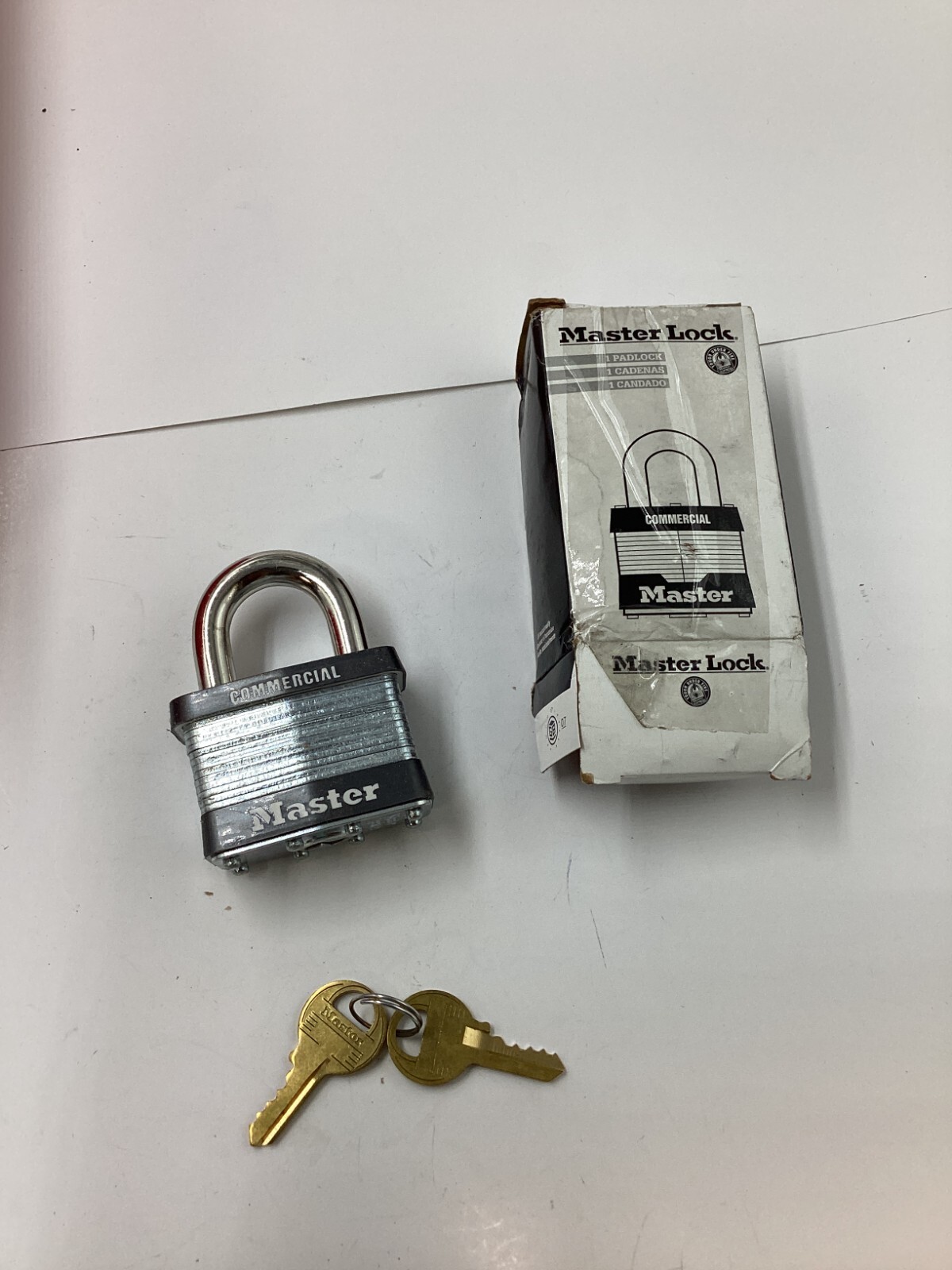 MASTER LOCK GENUINE 5KA Keyed Padlock 15/16 In Rectangle Silver 4T088