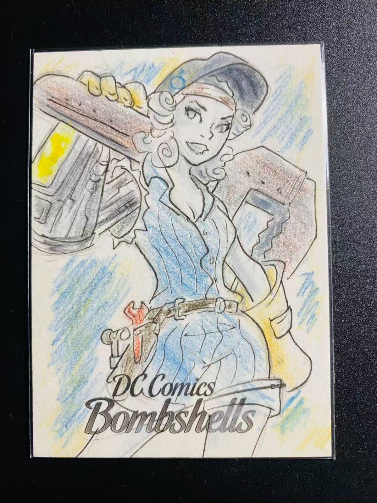 2017 Cryptozoic DC Comics Bombshells Platinum 1/1 Sketch Card by Thiago Vale
