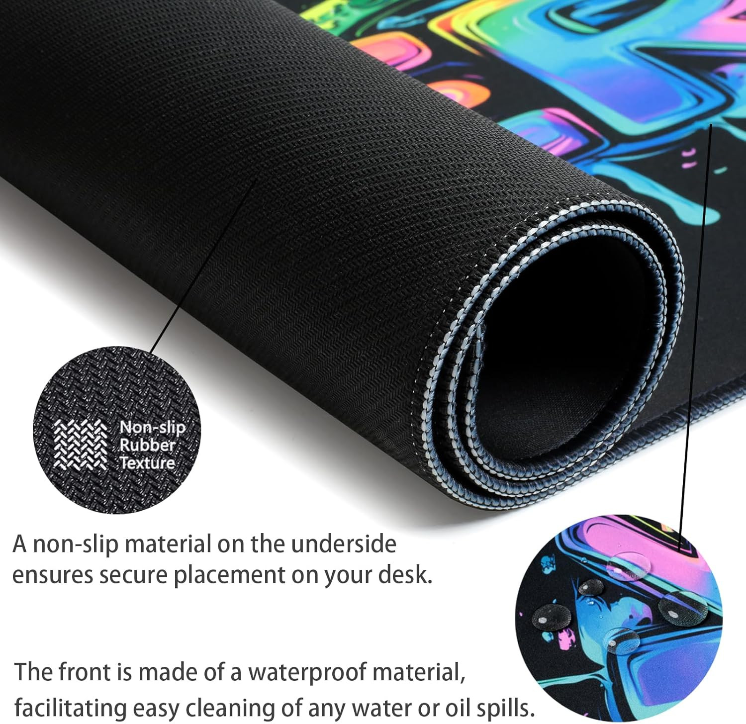 Gamer Gaming Mouse Pad, Blacklight Game Controller Horror Skull Waterproof La...