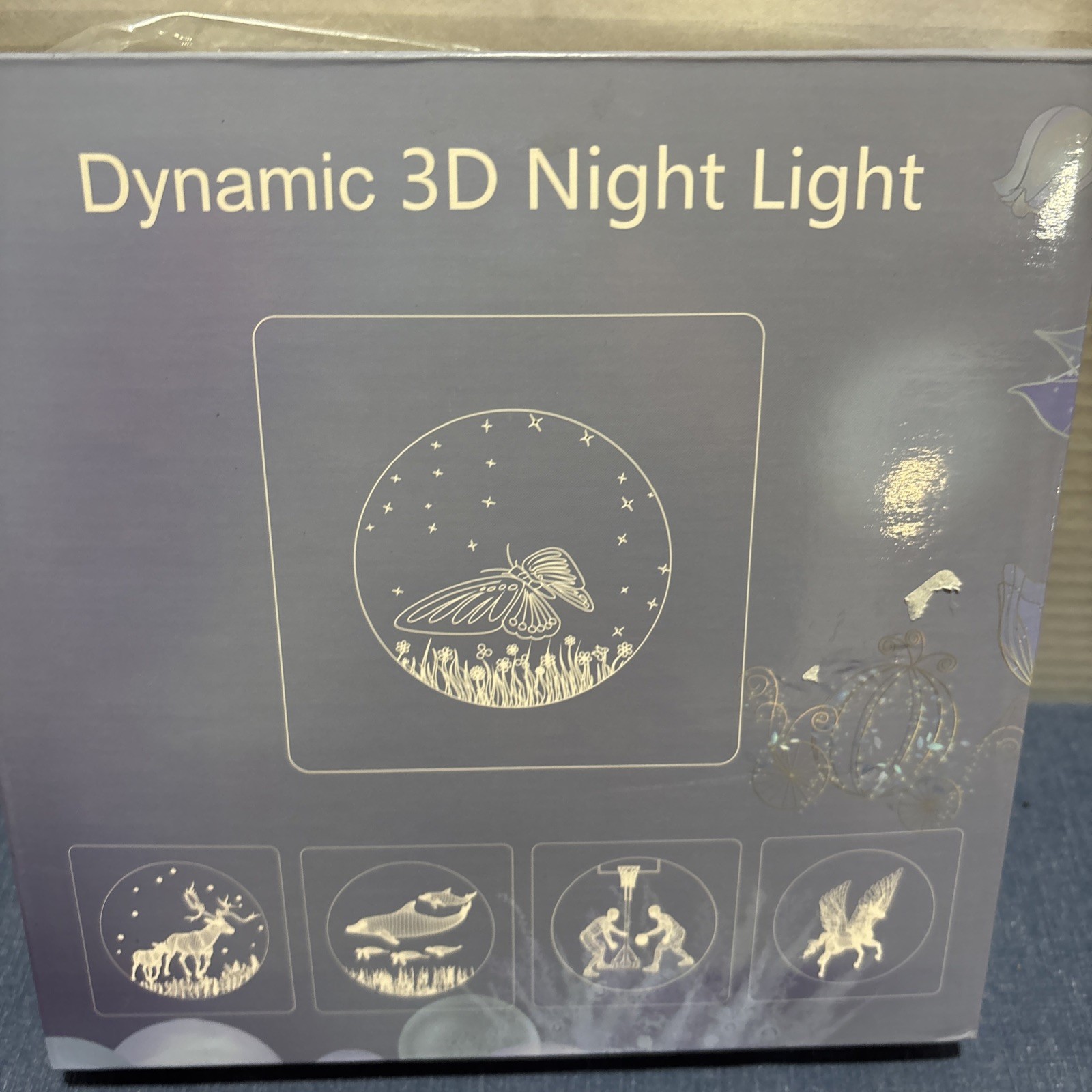 TOOGE Dynamic 3D Night Light Butterfly LED Lamp Blue Box