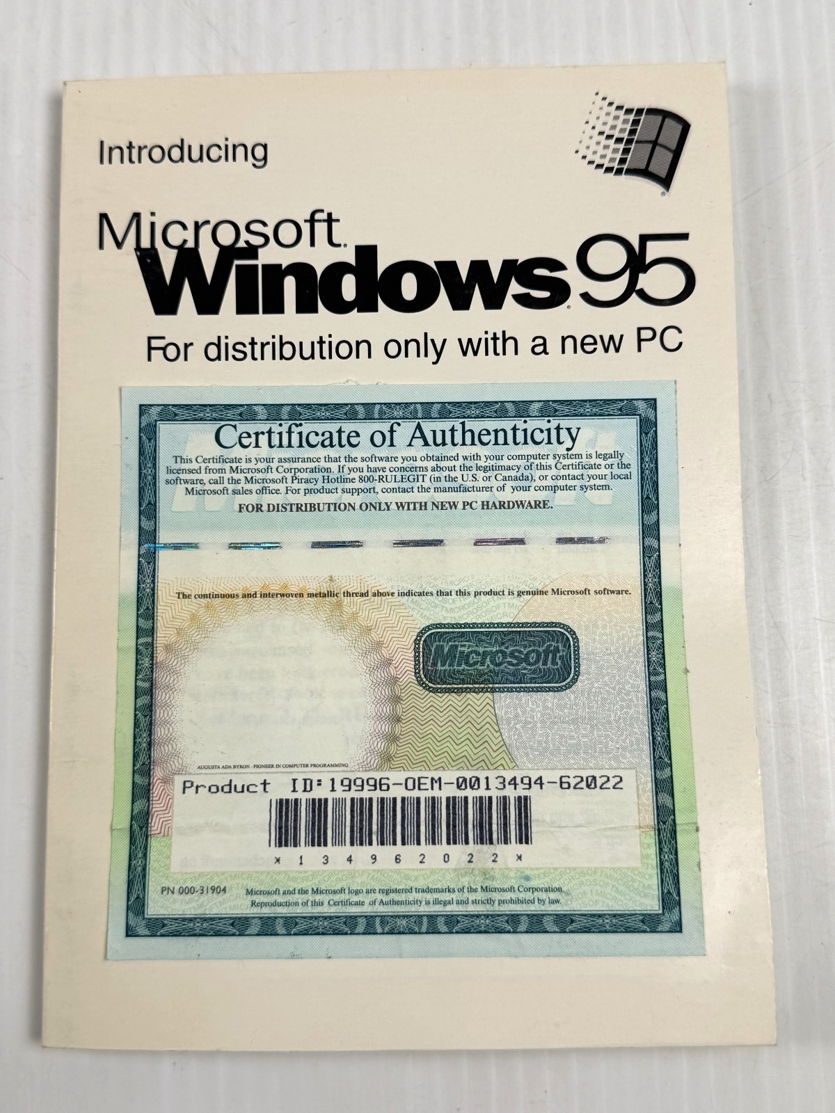 Vintage Introducing Windows 95 Manual with COA