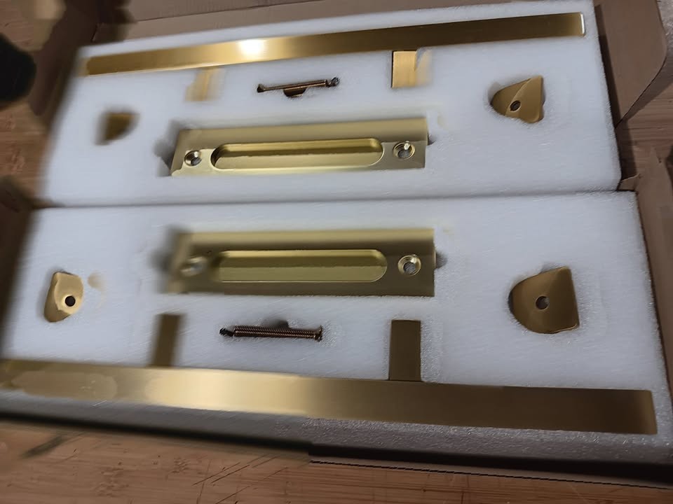 Rio Salto 12-Inch Brushed Gold Stainless Steel Barn Door Handle Kit (2-Pack)