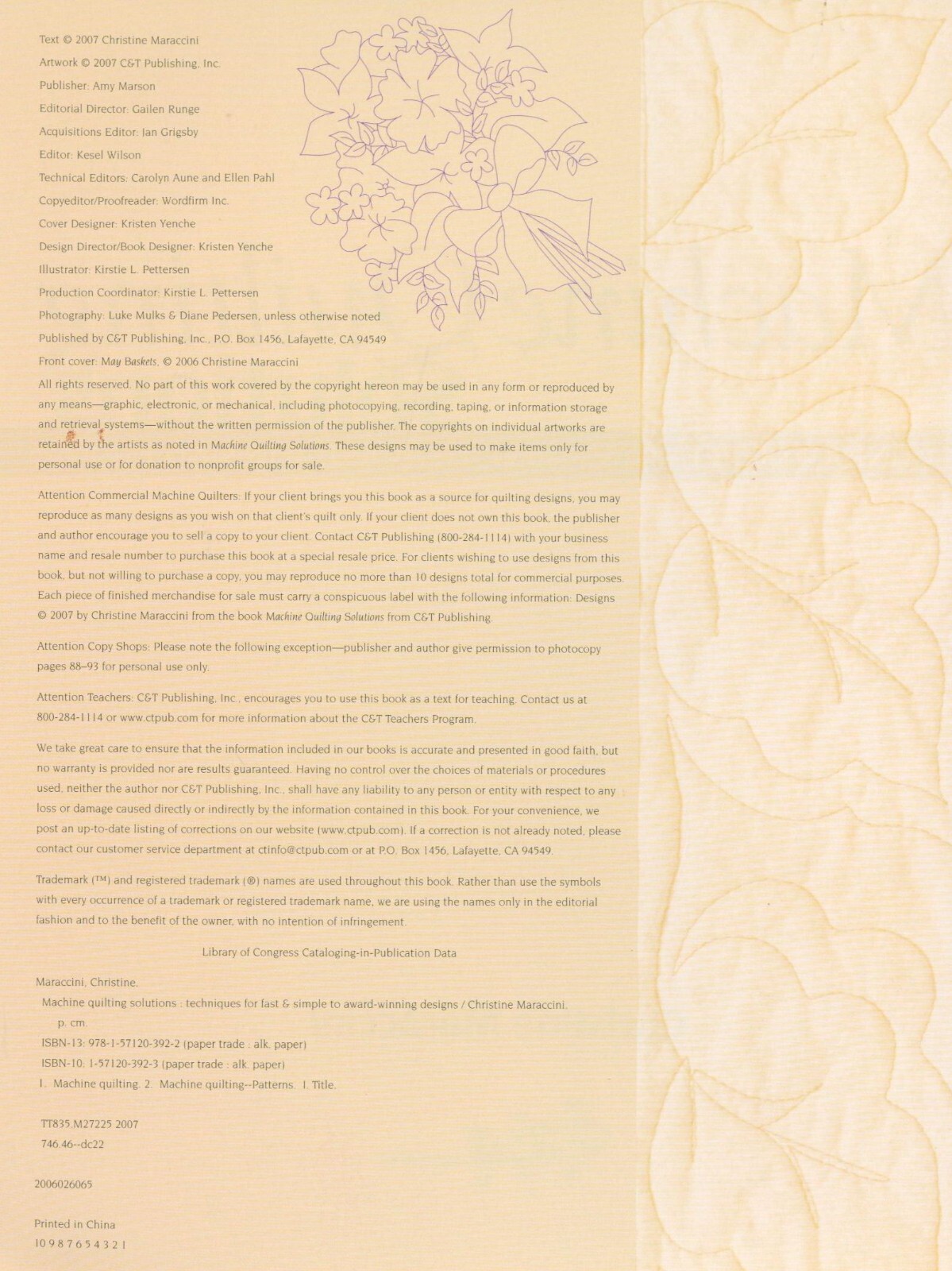 Machine Quilting Solutions 2007 Maraccini Basics Fast Simple Borders Trapunto
