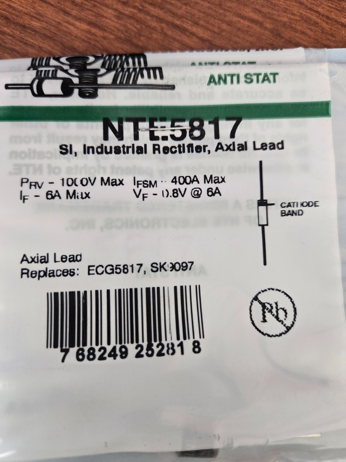NTE5817 Si, Industrial Rectifier, Axial Lead
