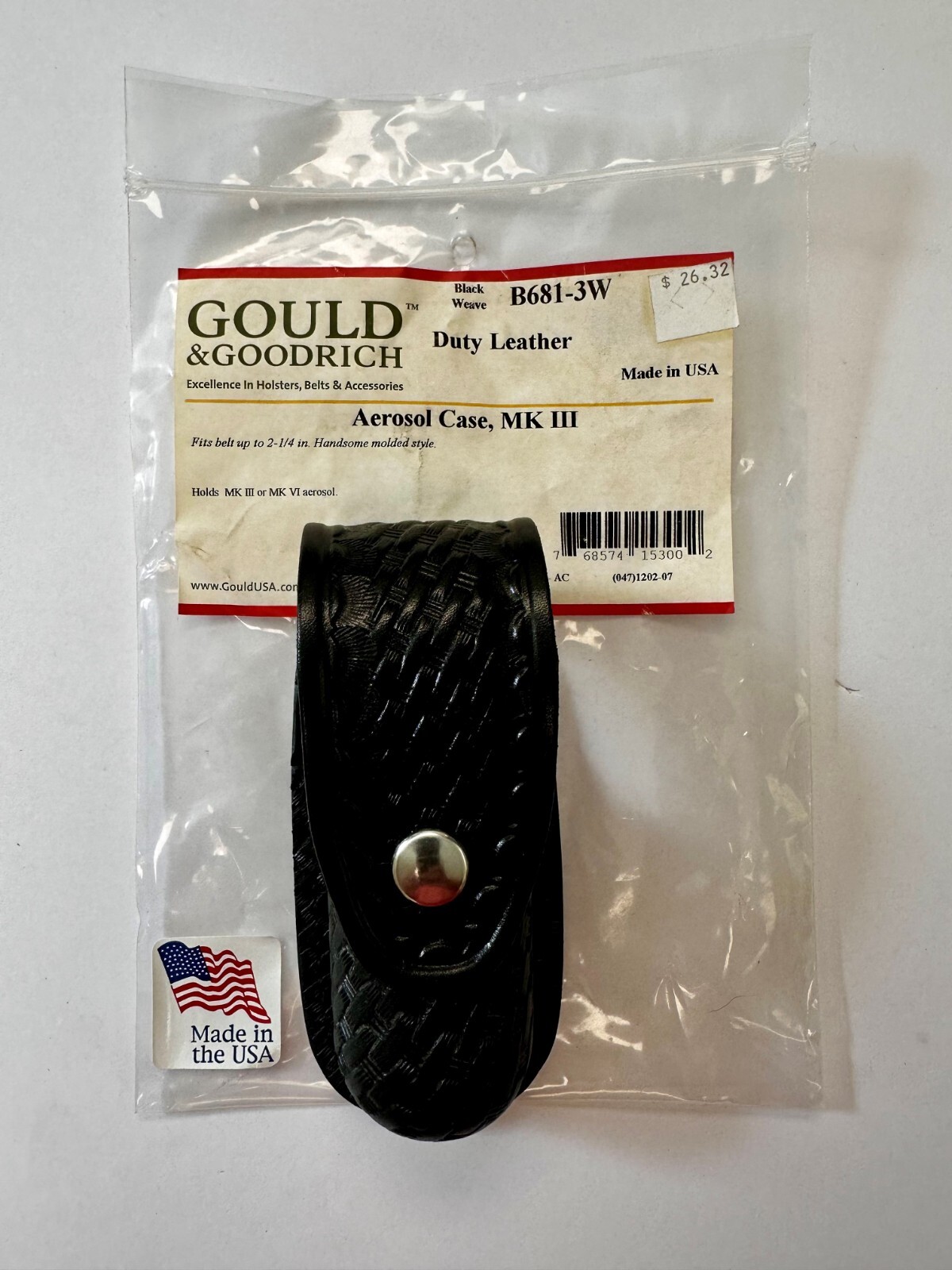 Gould & Goodrich Model B681-3W Aerosol Case, MK3, Basketweave, Nickel Snap