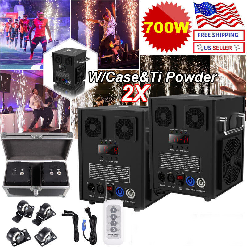 2X700W Cold Spark Machine w/Flight Case DMX Stage Firework Outdoor Wedding Party