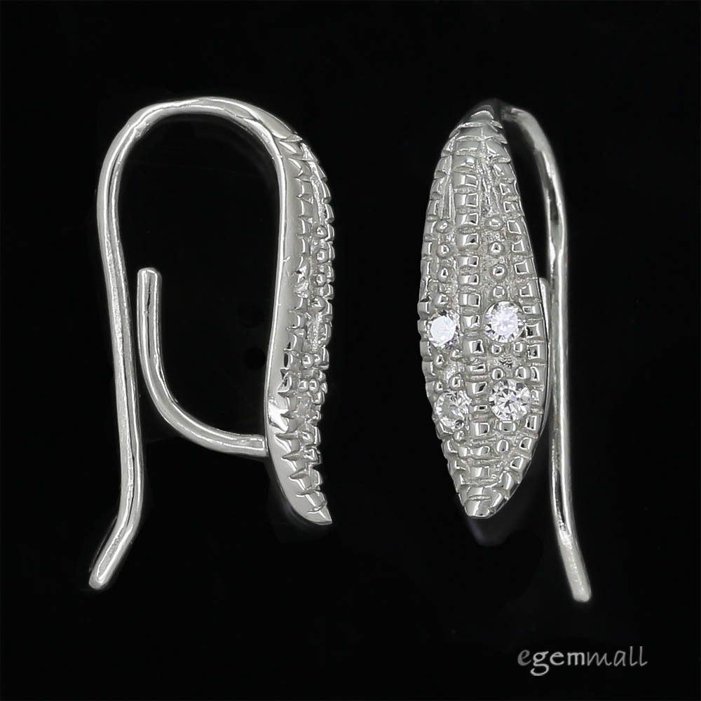 Sterling Silver CZ Leaf Earring Hook Connector Ear Wire #99328
