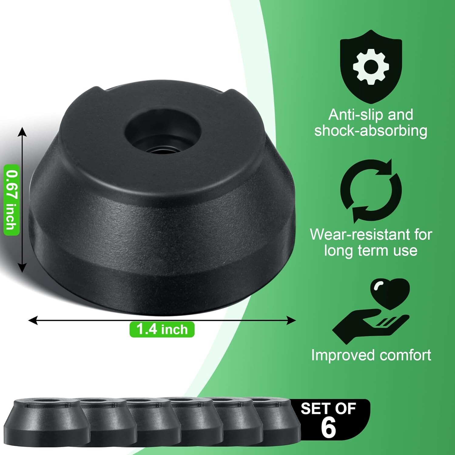 6 Pack Cane Feet Compatible with Hurrycane Replacement Rubber Feet Replacement,