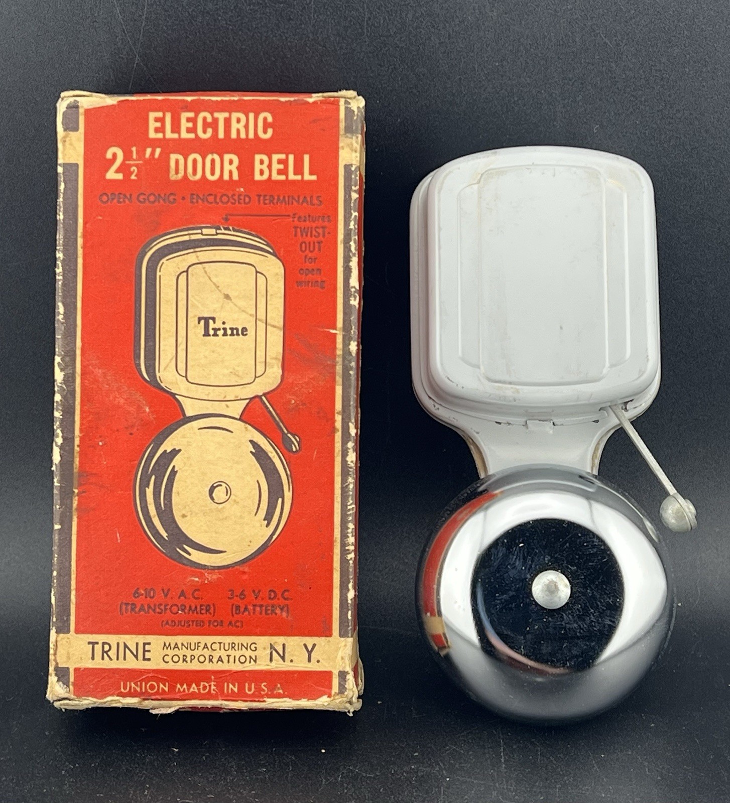 Vintage TRINE Door Bell No 172 2.5” Gong 6-10V AC / 3-6V DC Union Made USA