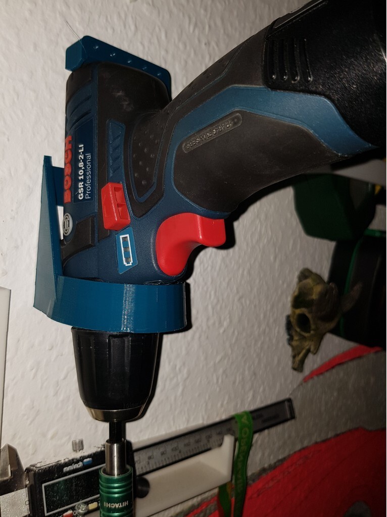 3D Printed Wall Mount / Holder for Bosch GSR/GSB/GDR 10.8V/12v Drills