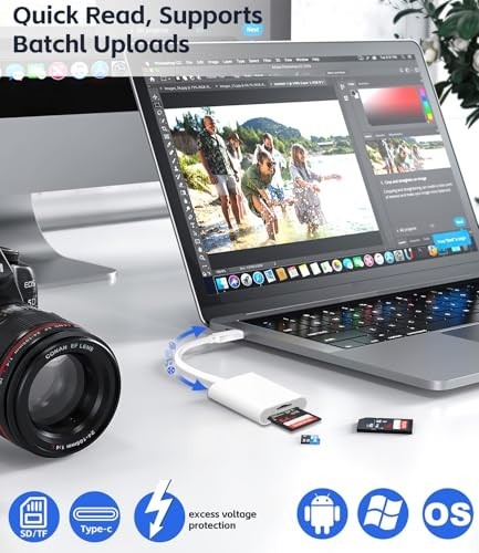 USB C SD Card Reader for Iphone 15 16/Ipad/Macbook/Mac,Type C Memory Trail Camer
