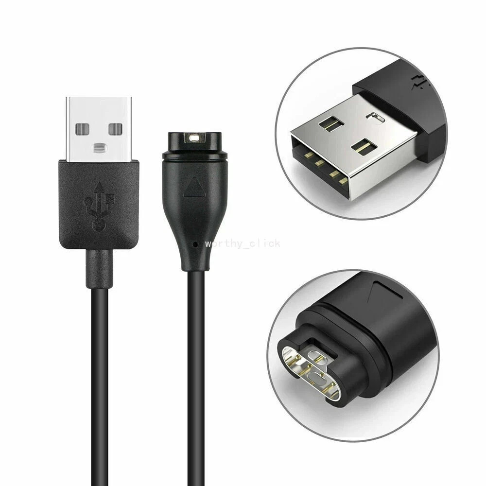 Garmin Instinct 2 Solar Charger Replacement Charging Charge Cable Cord USB Black
