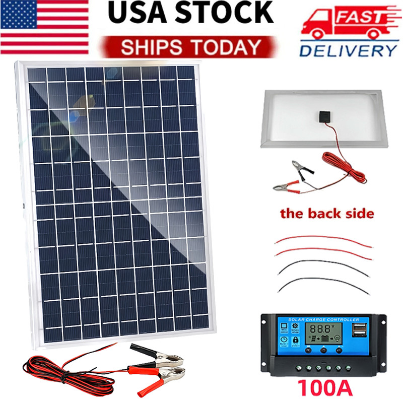 12V Trickle 30W Solar Panel Charger Battery Charger Kit Maintainer Boat Car RV