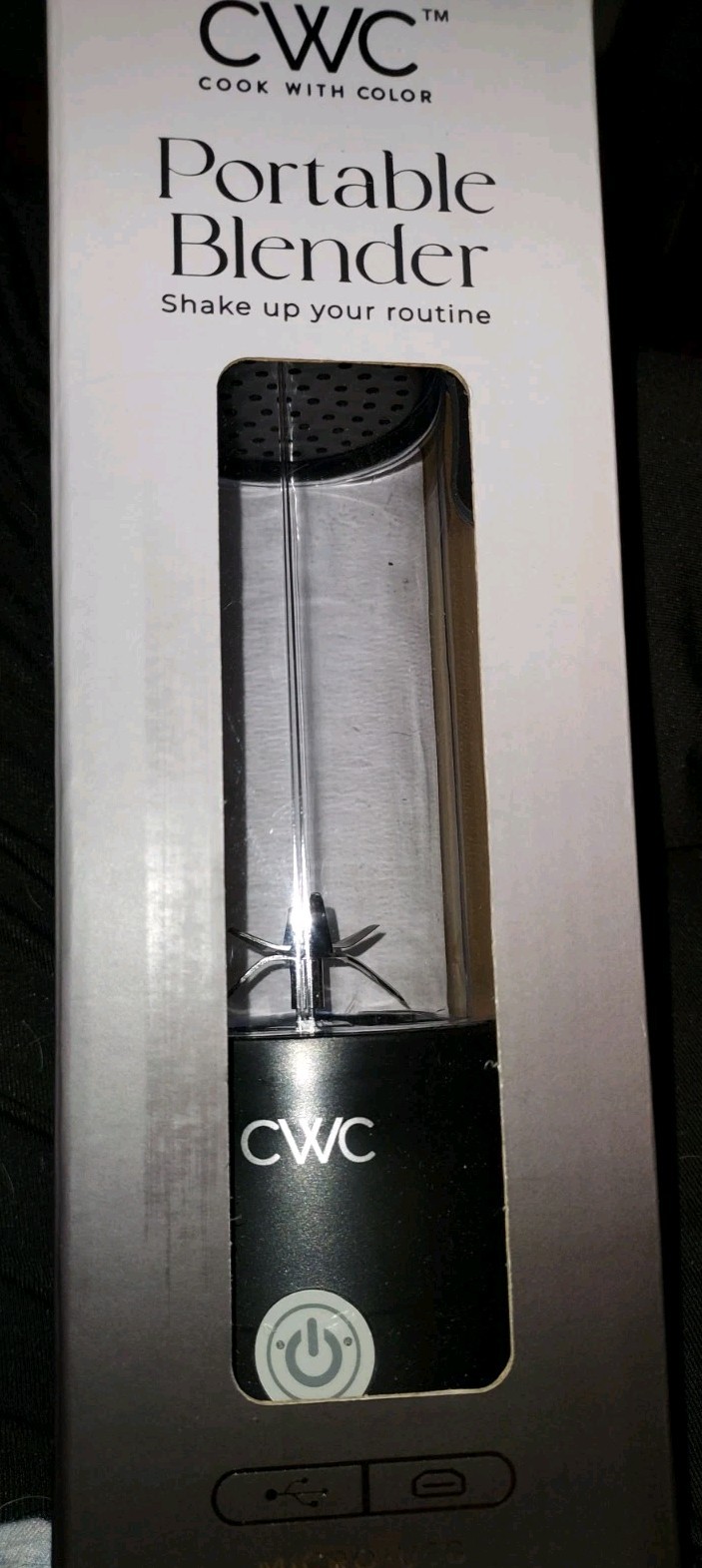 NIB CWC Portable Blender Micro USB Rechargeable 12oz 6-tip Stainless Steel Blade