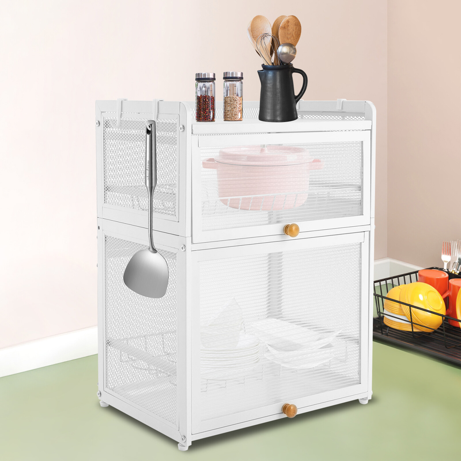 Detachable Drip Tray Storage Box Basket Dish Drying Rack Organized Kitchen