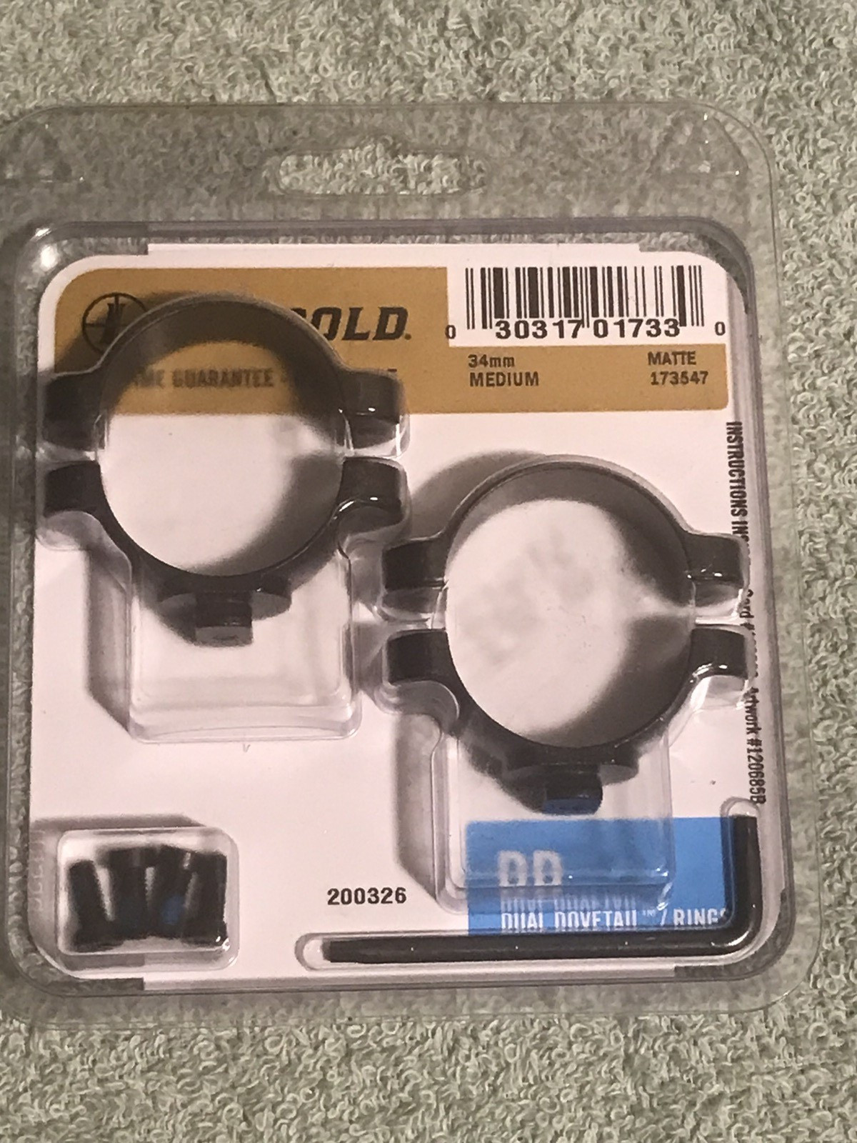 NOS LEUPOLD 34mm Dual Dovetail Medium Matte Scope Rings 173547 “L” Engraved