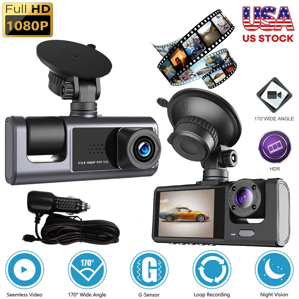 5x3-Lens Car DVR Dash Cam Video Recorder G-Sensor 1080P Front/Rear/Inside Camera