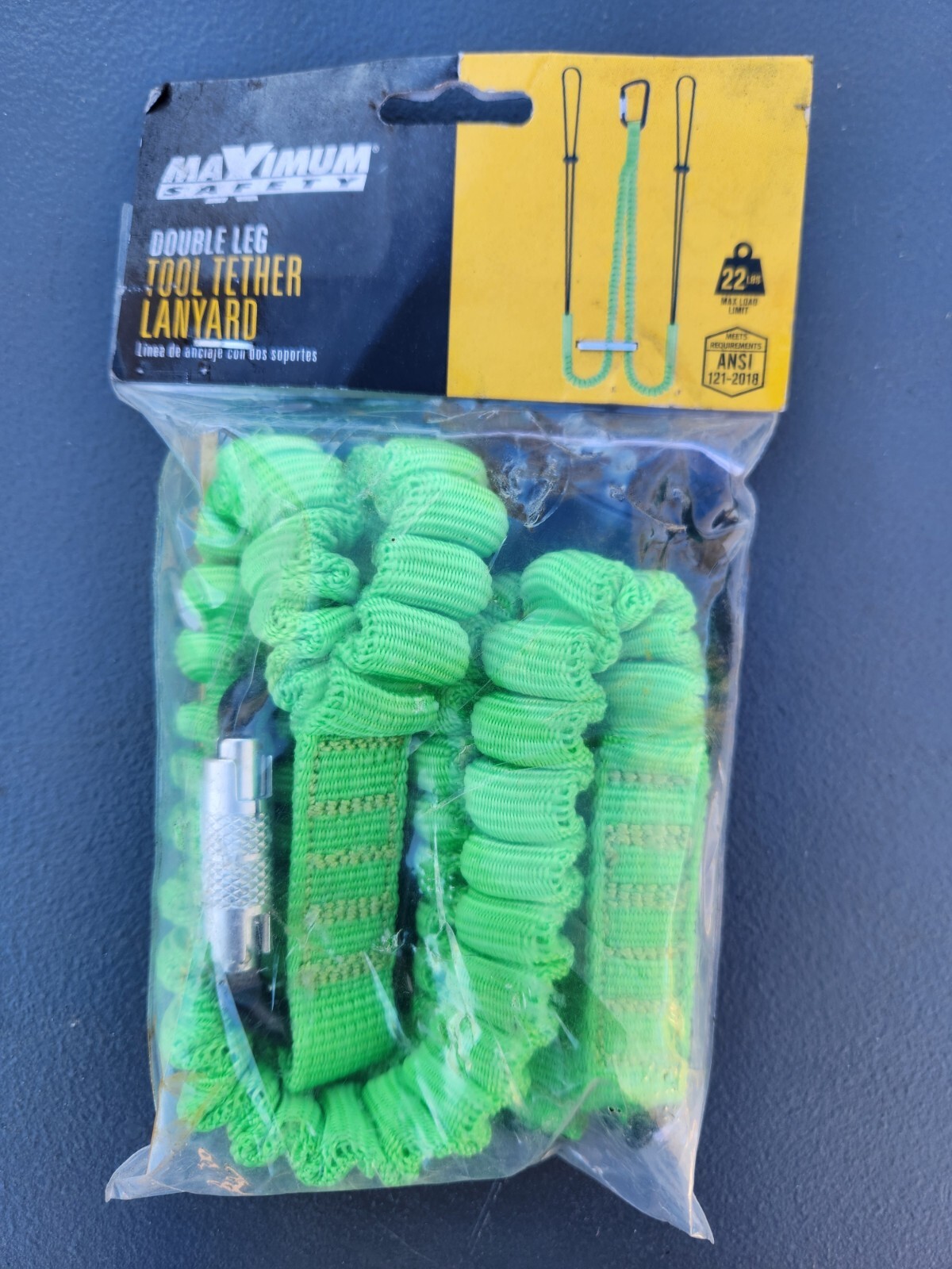 (2 Pack) MAXIMUM SAFETY Hi-Vis Double Leg Tool Tether Lanyard